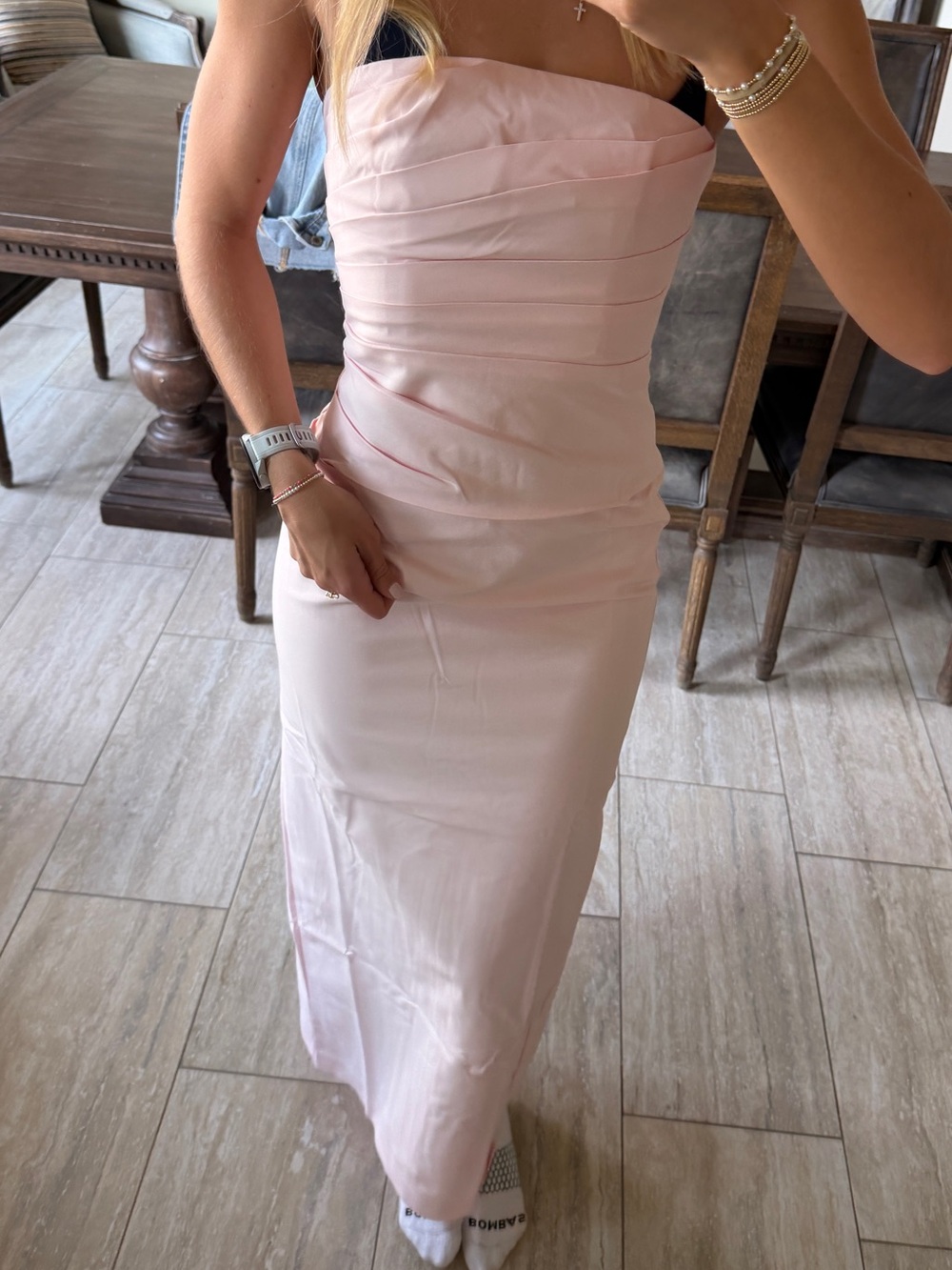 Shonna Joy Lani Strapless Pale Pink Column Gown